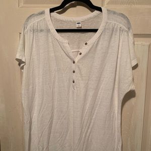 Old Navy White Henley Short Sleeve Shirt